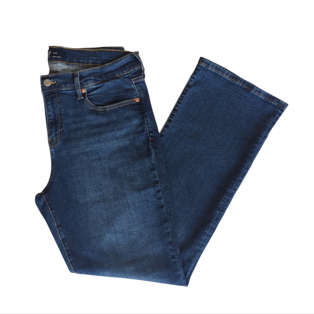 Gap Baby Boot Distressed Denim Jeans 14/32R Medium Wash Blue Pockets Stretchy